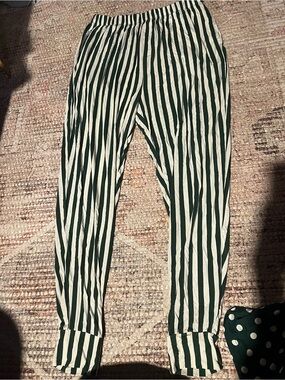 In My Jammers Green Stripe Bamboo Jogger Pajama Pants Large
